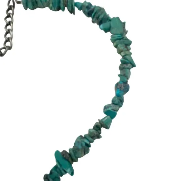 Turquoise Chip Necklace Mother Of Pearl Shell Pendant Boho Southwestern - Picture 4 of 12